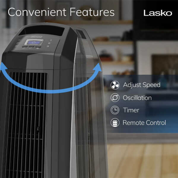 LASKO 35" HIGH VELOCITY BLOWER FAN W/ REMOTE BLACK 120V | U35122 - Image 