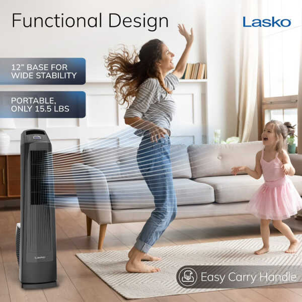 LASKO 35" HIGH VELOCITY BLOWER FAN W/ REMOTE BLACK 120V | U35122 - Image 