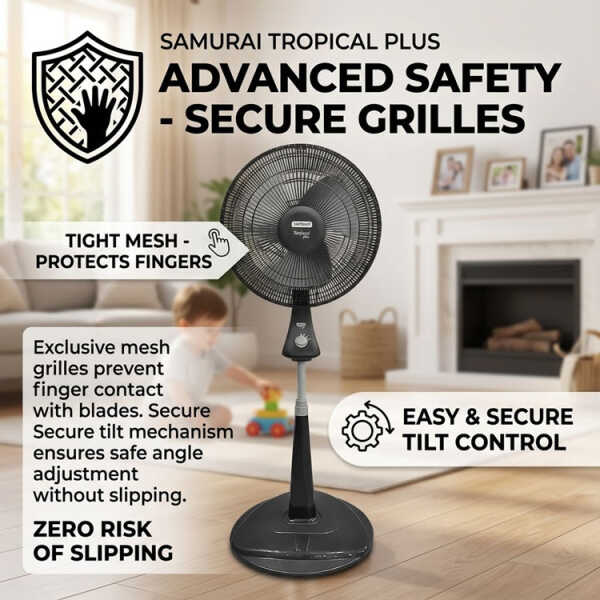 SAMURAI TROPICAL PLUS 18" PEDESTAL FAN 120V BLACK | VE2312IO - Image 