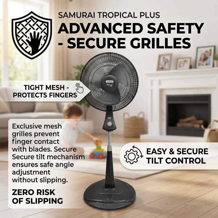 Pedestal fan with advanced safety features