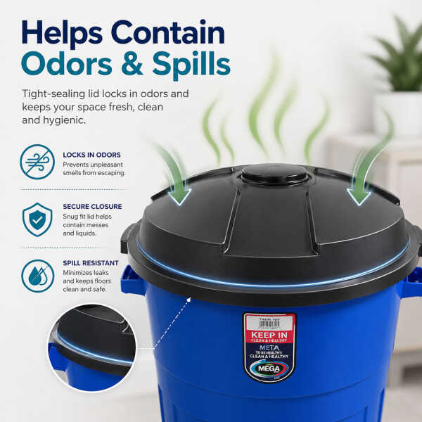 PLASTIC 105L DUSTBIN WITH LID | 1136MEGA - Image 
