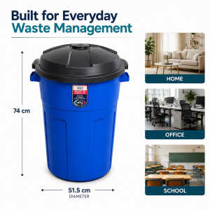 PLASTIC 105L DUSTBIN WITH LID | 1136MEGA - Image 