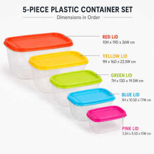 5 PIECES PLASTIC FOOD CONTAINER SET | 210-8010 - Image 