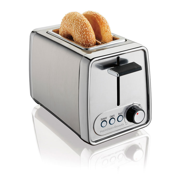 Hamilton Beach 2-slice stainless steel toaster with bagels