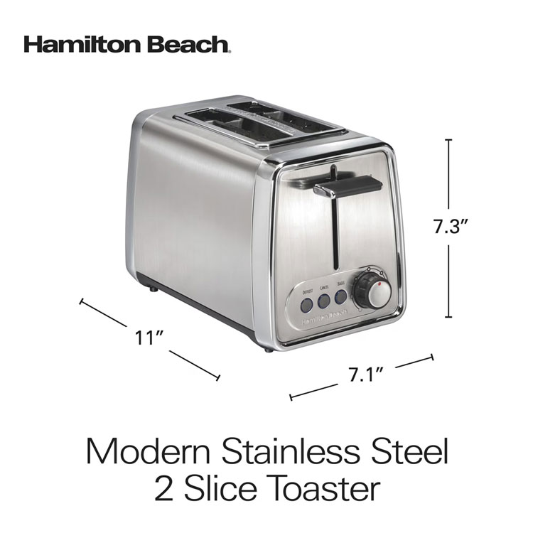 Hamilton Beach 2-slice toaster dimensions diagram