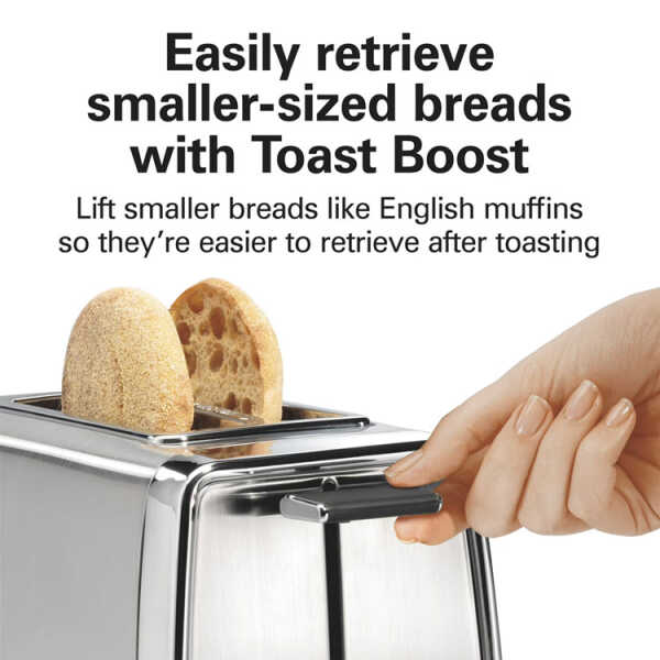 HAMILTON BEACH 2 SLICE STAINLESS STEEL TOASTER SILVER 120V-850W | 22785G - Image 