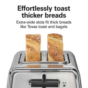 HAMILTON BEACH 2 SLICE STAINLESS STEEL TOASTER SILVER 120V-850W | 22785G - Image 