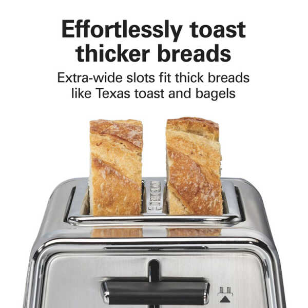 HAMILTON BEACH 2 SLICE STAINLESS STEEL TOASTER SILVER 120V-850W | 22785G - Image 