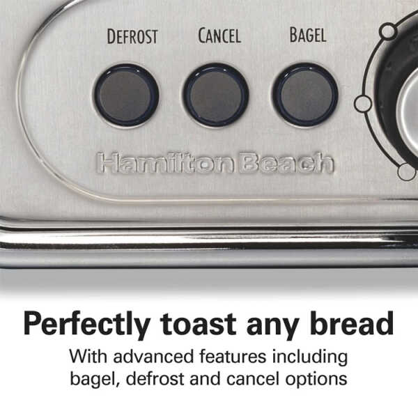 HAMILTON BEACH 2 SLICE STAINLESS STEEL TOASTER SILVER 120V-850W | 22785G - Image 
