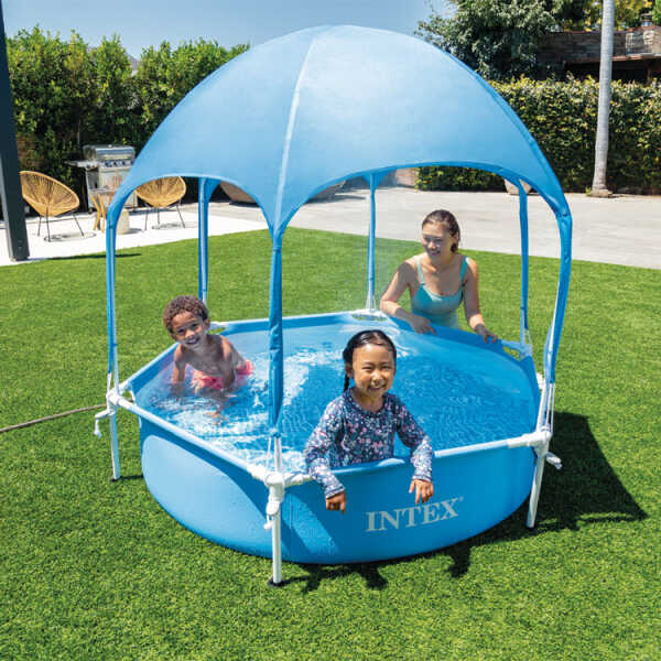 INTEX 1.83MX38CM CANOPY METAL FRAME SWIMMING POOL BLUE  | 28209-NP - Image 