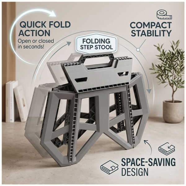 PLASTIC FOLDABLE STOOL GREY | 306 - Image 
