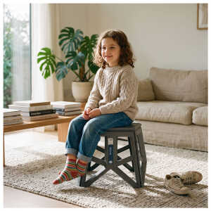PLASTIC FOLDABLE STOOL GREY | 306 - Image 