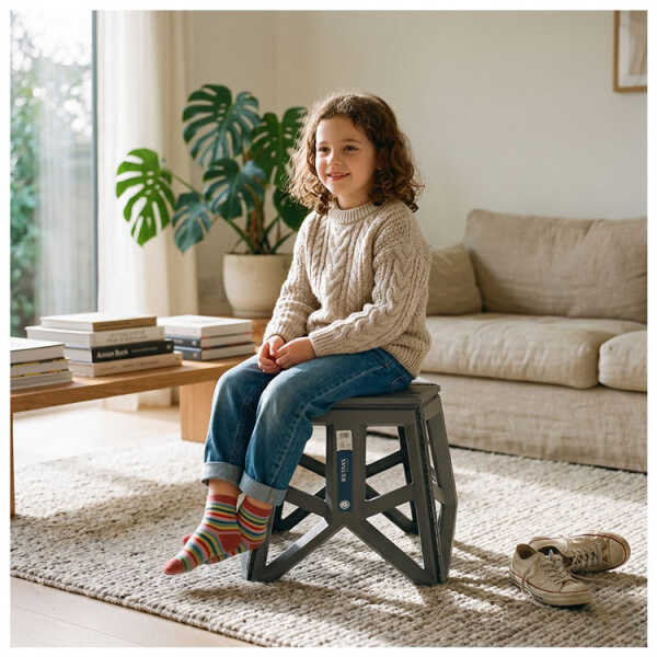 PLASTIC FOLDABLE STOOL GREY | 306 - Image 