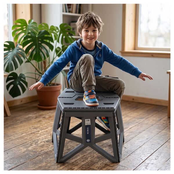 PLASTIC FOLDABLE STOOL GREY | 306 - Image 