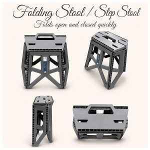 PLASTIC FOLDABLE STOOL GREY | 306 - Image 