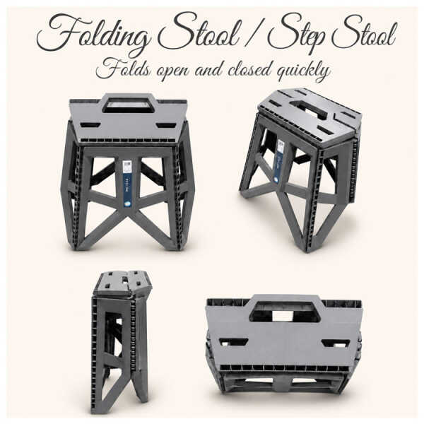 PLASTIC FOLDABLE STOOL GREY | 306 - Image 