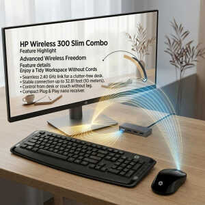 HP WIRELESS 300 SLIM KEYBOARD AND MOUSE COMBO | 3ML04AA#ABL - Image 