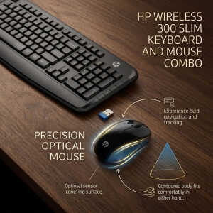 HP WIRELESS 300 SLIM KEYBOARD AND MOUSE COMBO | 3ML04AA#ABL - Image 
