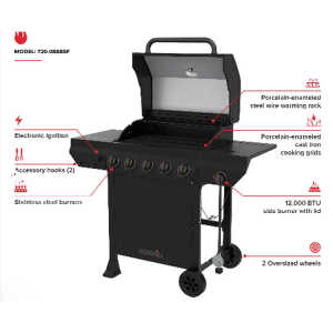 NEXGRILL 5 BURNERS PROPANE GAS GRILL W/ SIDE BURNER IN BLACK | 720-0888SF - Image 