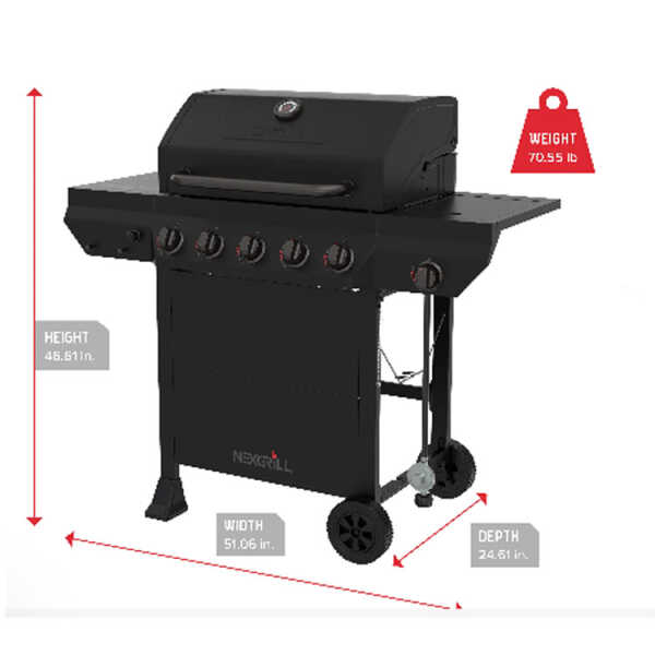 NEXGRILL 5 BURNERS PROPANE GAS GRILL W/ SIDE BURNER IN BLACK | 720-0888SF - Image 