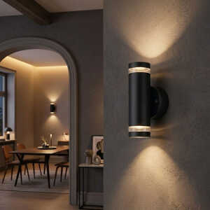 LIGHTSOURCE INDOOR/OUTDOOR WALL LAMP GU10 5W IP44 MATT BLACK | 7745-BK - Image 