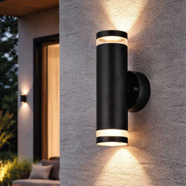 LIGHTSOURCE INDOOR/OUTDOOR WALL LAMP GU10 5W IP44 MATT BLACK | 7745-BK - Image 
