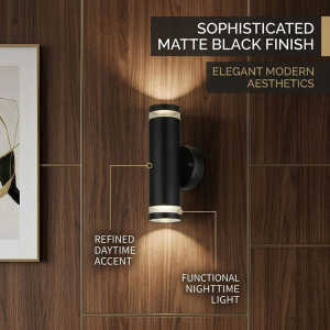 LIGHTSOURCE INDOOR/OUTDOOR WALL LAMP GU10 5W IP44 MATT BLACK | 7745-BK - Image 