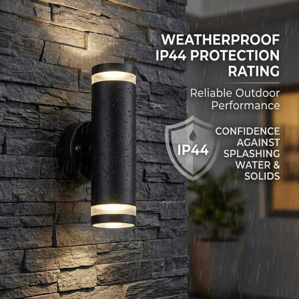 LIGHTSOURCE INDOOR/OUTDOOR WALL LAMP GU10 5W IP44 MATT BLACK | 7745-BK - Image 