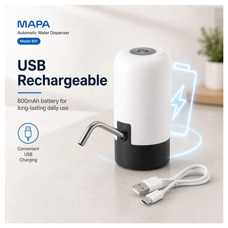 Compact rechargeable USB water dispenser model 801 for bottled water