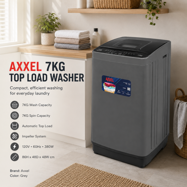 AXXEL 7KG TOP LOAD WASHER WITH IMPELLER GREY | AFWM700 - Image 