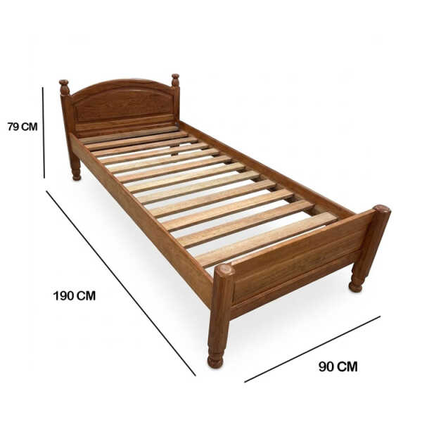 AMANTA WOODEN SINGLE SIZE BED W90XD190XH79 (GELE KABES) BROWN | AMANTA90X190GKB - Image 