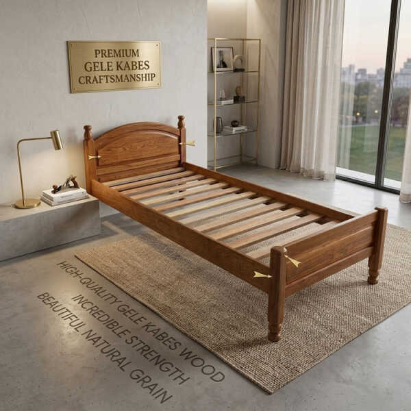 AMANTA WOODEN SINGLE SIZE BED W90XD190XH79 (GELE KABES) BROWN | AMANTA90X190GKB - Image 