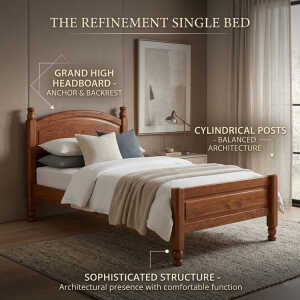 AMANTA WOODEN SINGLE SIZE BED W90XD190XH79 (GELE KABES) BROWN | AMANTA90X190GKB - Image 