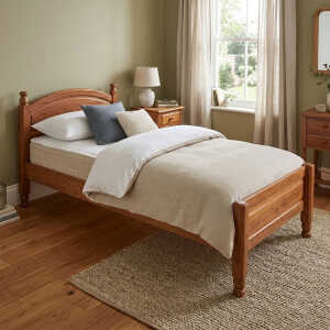 AMANTA WOODEN SINGLE SIZE BED W90XD190XH79 (GELE KABES) BROWN | AMANTA90X190GKB - Image 