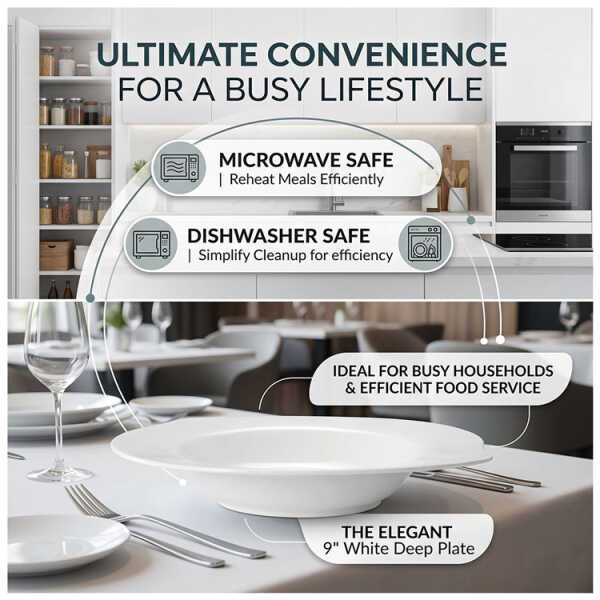 ELEGANT 9" WHITE DEEP PLATE | AS-6934 - Image 