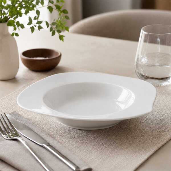 ELEGANT 9" WHITE DEEP PLATE | AS-6934 - Image 