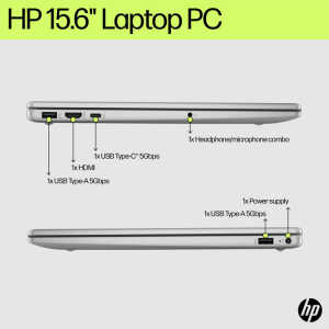 HP 15.6" FHD TOUCH INTEL i7-1355U 16GB 512SSD WIN 11 NATURAL SILVER (15-FD0127DX)| B4HN8UA#ABA - Image 