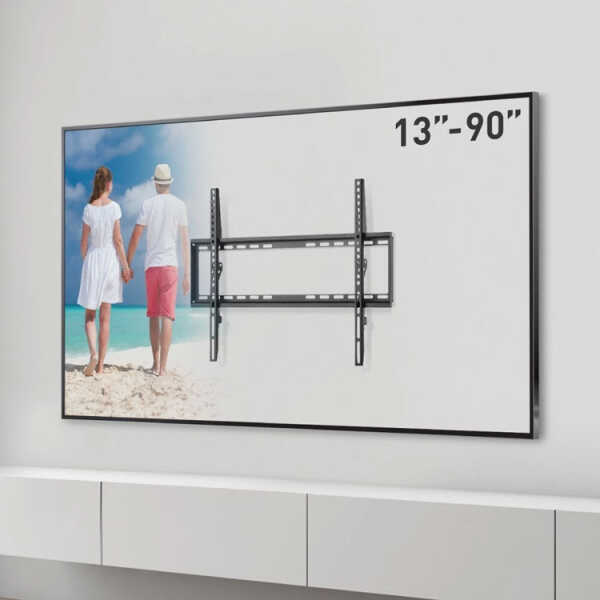 BARKAN 13"-90" FIXED TV WALL MOUNT BLACK MAX 60KG | BAR-E407 - Image 