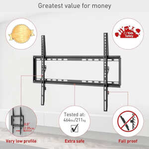 BARKAN 13"-90" FIXED TV WALL MOUNT BLACK MAX 60KG | BAR-E407 - Image 