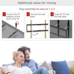 BARKAN 13"-90" FIXED TV WALL MOUNT BLACK MAX 60KG | BAR-E407 - Image 