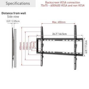 BARKAN 13"-90" FIXED TV WALL MOUNT BLACK MAX 60KG | BAR-E407 - Image 