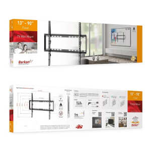 BARKAN 13"-90" FIXED TV WALL MOUNT BLACK MAX 60KG | BAR-E407 - Image 
