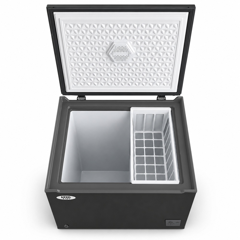 Top down view open Axxel chest freezer