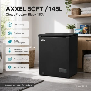 AXXEL 5CFT/145L CHEST FREEZER BLACK 110V | BD145 - Image 