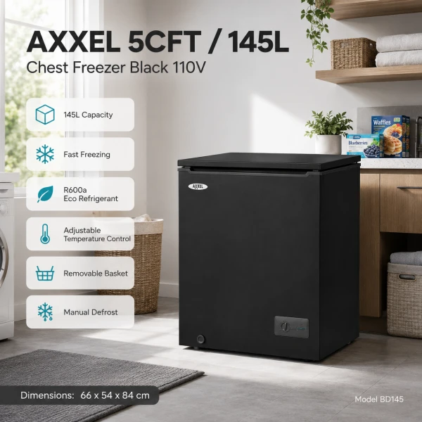 AXXEL 5CFT/145L CHEST FREEZER BLACK 110V | BD145 - Image 
