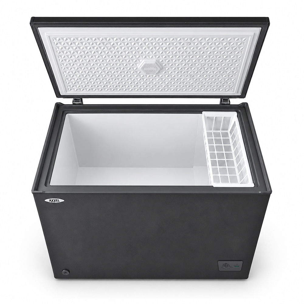 Open Axxel chest freezer interior basket