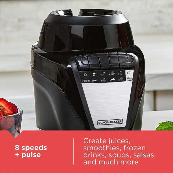 BLACK & DECKER 1.25L/ 42OZ ICE CRUSH BLENDER W/GLASS JAR BLACK 700W-120V | BL-0876-1BDLA - Image 