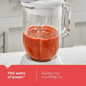 BLACK+DECKER 1.25L/42OZ ICE CRUSH BLENDER W/GLASS JAR WHITE 700W-120V | BL0876-0WDLA - Image 