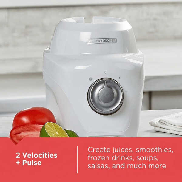 BLACK+DECKER 1.25L/42OZ ICE CRUSH BLENDER W/GLASS JAR WHITE 700W-120V | BL0876-0WDLA - Image 