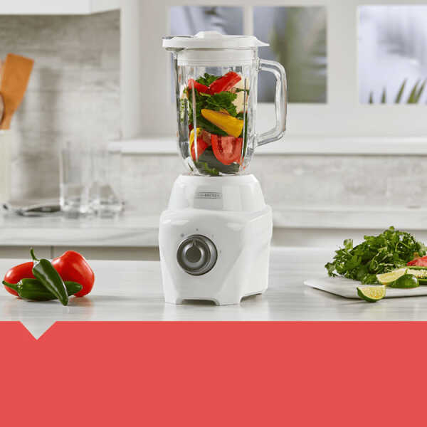 BLACK+DECKER 1.25L/42OZ ICE CRUSH BLENDER W/GLASS JAR WHITE 700W-120V | BL0876-0WDLA - Image 